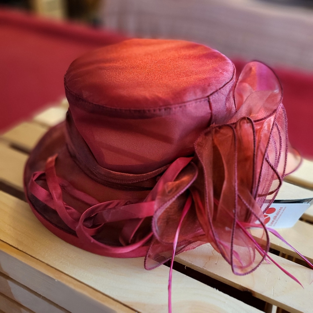 Red Fascinator Hat by JANEY & RUBBINS
